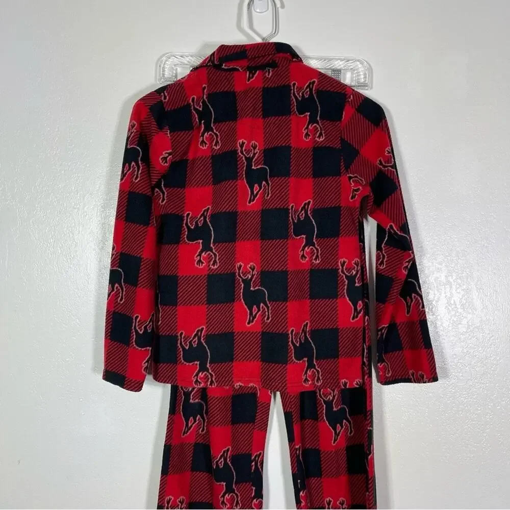 Komar Fleece, Buffalo Plaid Pajama Set. Size L (10/12). Excellent condition!